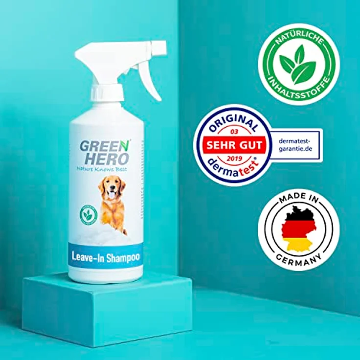 Green Hero Leave‑in Shampoo für Hunde 500 ml wie Trockenshampoo zur Reinigung ohne auswaschen natürliches Hundetrockenshampoo entfernt Schmutz Schnelltrocknend - Perfekt für die schnelle Reinigung – Bild 3