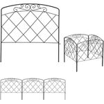 relaxdays Beetbegrenzung Beetzaun 4-teilig hoch, antikes Design, Stahl, Schwarz
