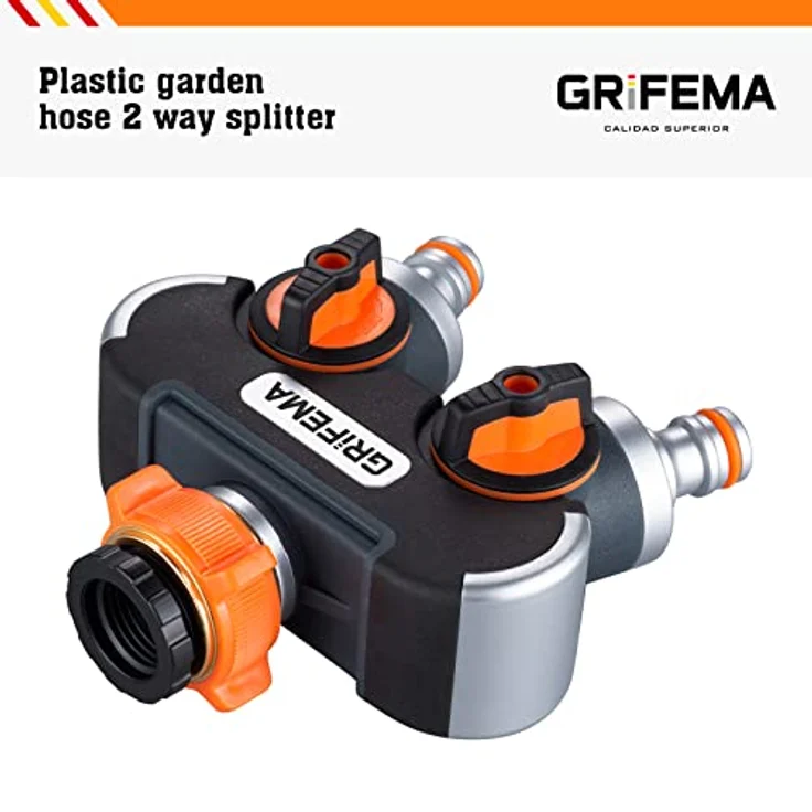 GRIFEMA 2-Wege-Verteiler, 3/4 Zoll und 1/2 Zoll Wasseranschluss Verteiler, 2 Geräte Können Gleichzeitig Verbunden Werden, Einstellbarer Wasserdurchfluss – Bild 4