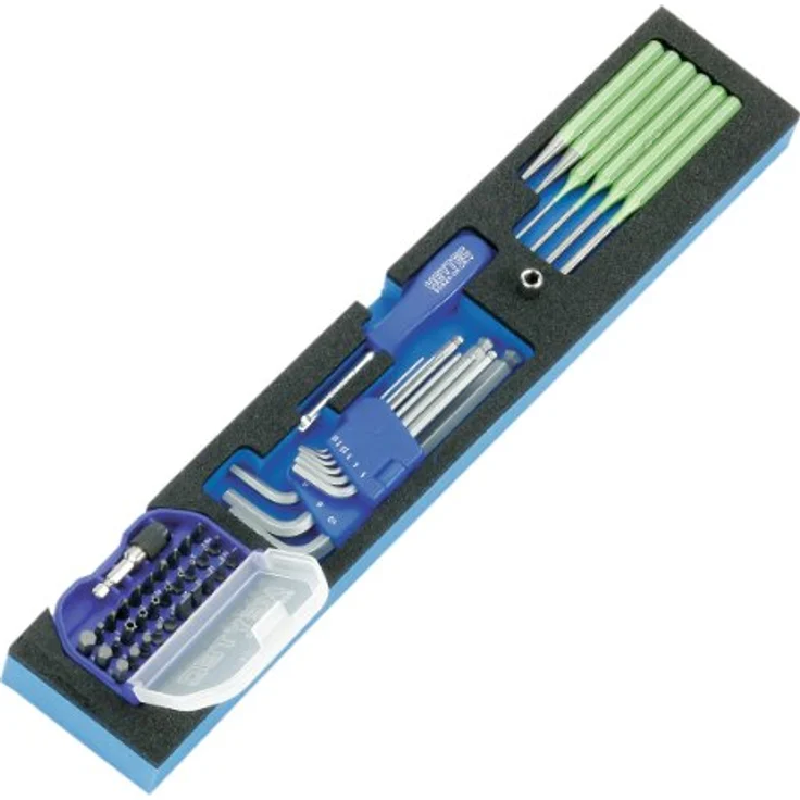 Heyco-Heytec 50807694500 Montage-Werkzeugkasten, Stahlblech 5-fach aufklappbar inklusive 96-teiligem Werkzeugsortiment, 5 Modulen – Bild 3