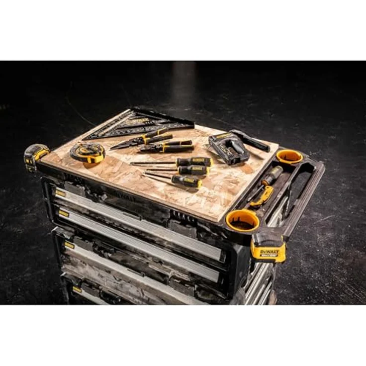 Dewalt Toughsystem 2.0 dxl Tower 5-in-1, Werkstattwagen mit drei dxl Modulen, Arbeitsfläche und Transportroller – Bild 7