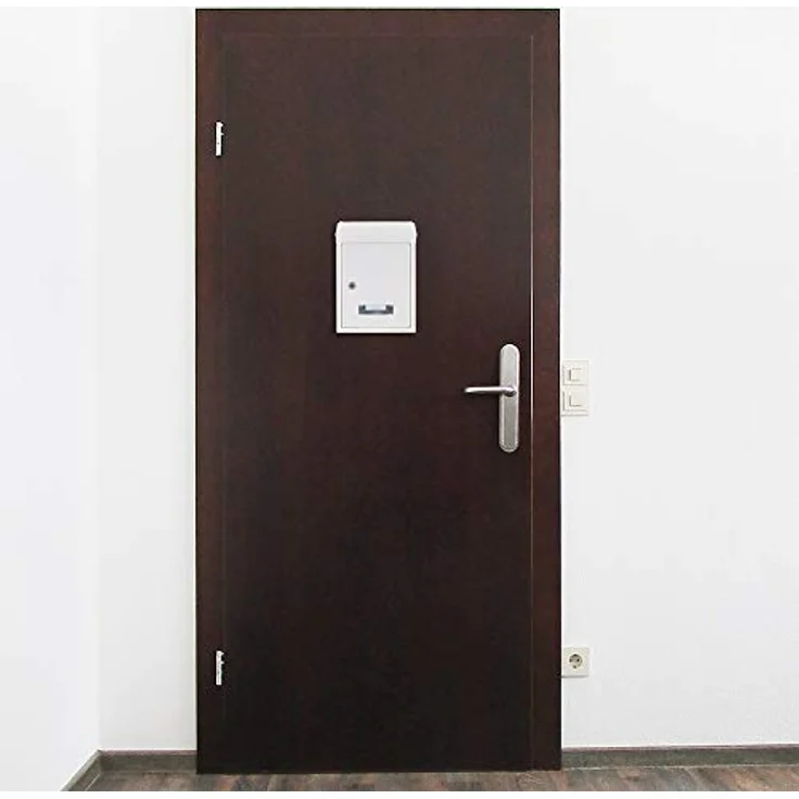 Rottner Briefkasten Udine Stahlbriefkasten Mailbox kleinformatig pulverbeschichtet mit Namensschild und Sichtfenster weiß – Bild 6