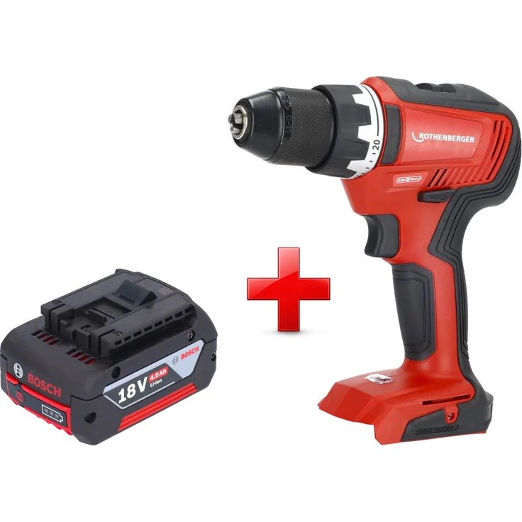 Rothenberger RO DD55 Akku Bohrschrauber 18 V, 55 Nm Brushless Motor, inklusive 4,0 Ah Akku, ohne Ladegerät