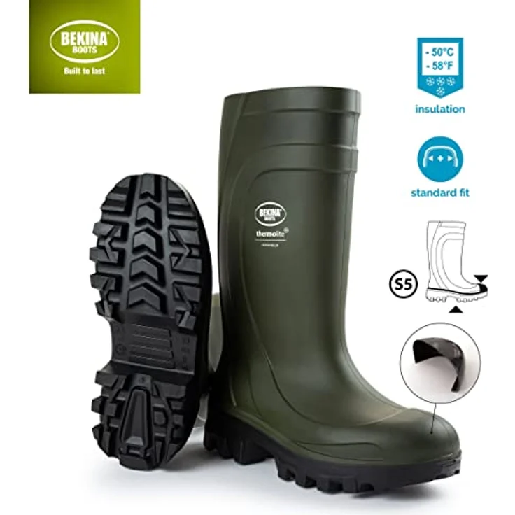 Bekina Thermolite IceShield S5, Unisex-Sicherheitsschuhe mit Stahlkappe, -50°C Wärmeisolierung, grün, schwarz, Größe 44 – Bild 3