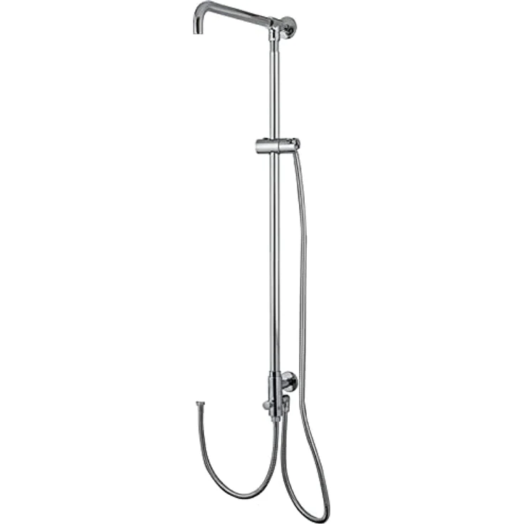 PaulGurkes Duscharmatur PGSETRETRO1OA, Duschgarnitur aus massivem Messing mit verchromter Kopfbrause Ø 20 cm und Handbrause mit Keramikgriff, stufenlos verstellbar, 150 cm Brauseschlauch – Bild 2