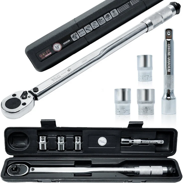 CCLIFE Drehmomentschlüssel Auto Set im Koffer 1/2 Zoll 17mm 19mm 21mm Nüsse, präzise Kontrolle und umfangreiches Zubehör – Bild 1