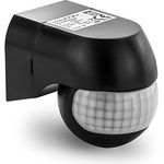 deleyCON Infrarot Bewegungsmelder - für Innen und Außen - Reichweite bis 12m bei 180° - Dreh-/Neigbar - IP44 - Spritzwasserschutz - Schwarz