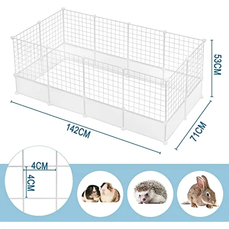 EUGAD Freigehege für Kaninchen, Freilaufgehege Kaninchen, Meerschweinchen Gehege, Weiß BHT 142x53x71cm – Bild 5