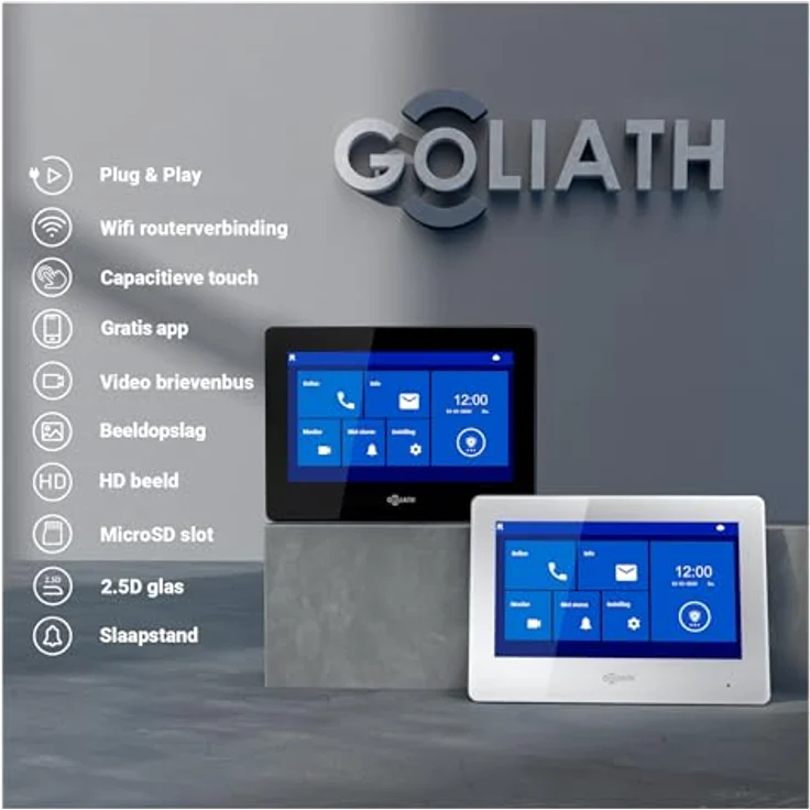 Goliath Intercom Video-Türsprechanlage Basic Line 2-Draht BUS System, Full HD, 7 Zoll Touchscreen, Schwarz/Anthrazit – Bild 2
