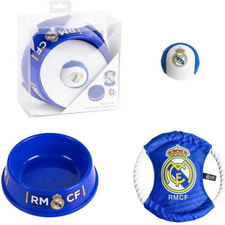 Cerda Real Madrid Futternapf Set für Hunde mit Zubehör, Plastik, ideal für Fußball-Fans