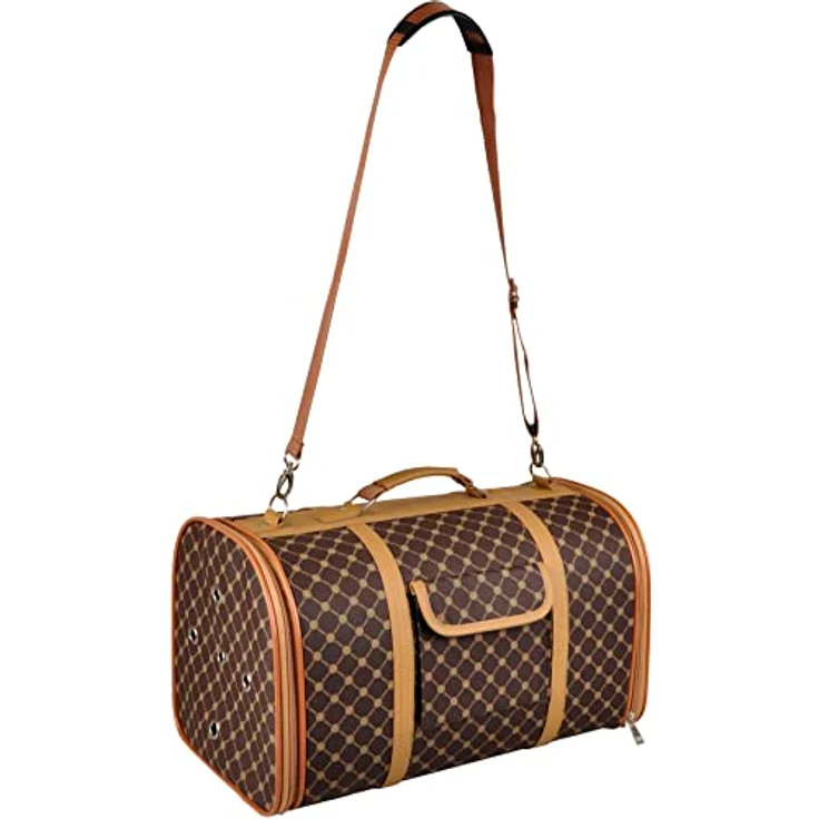 Flamingo Tiertransporttasche Tragetasche Chloe 2 braun, mit aufrollbaren Netzeinsätzen und Schutzfüßen – Bild 3