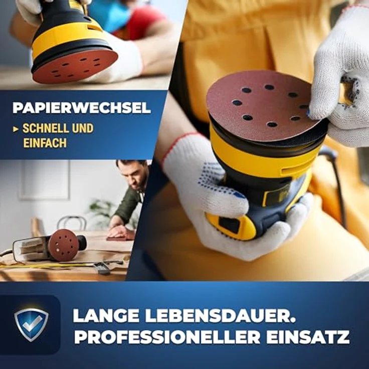 S&R Klett Schleifpapier Set 125 mm, 60 tlg. Schleifscheiben mit 8 Löchern, 10 x Körnungen P40, P60, P80, P120, P180, P240 für Exzenterschleifer, zuverlässige Haftung – Bild 5