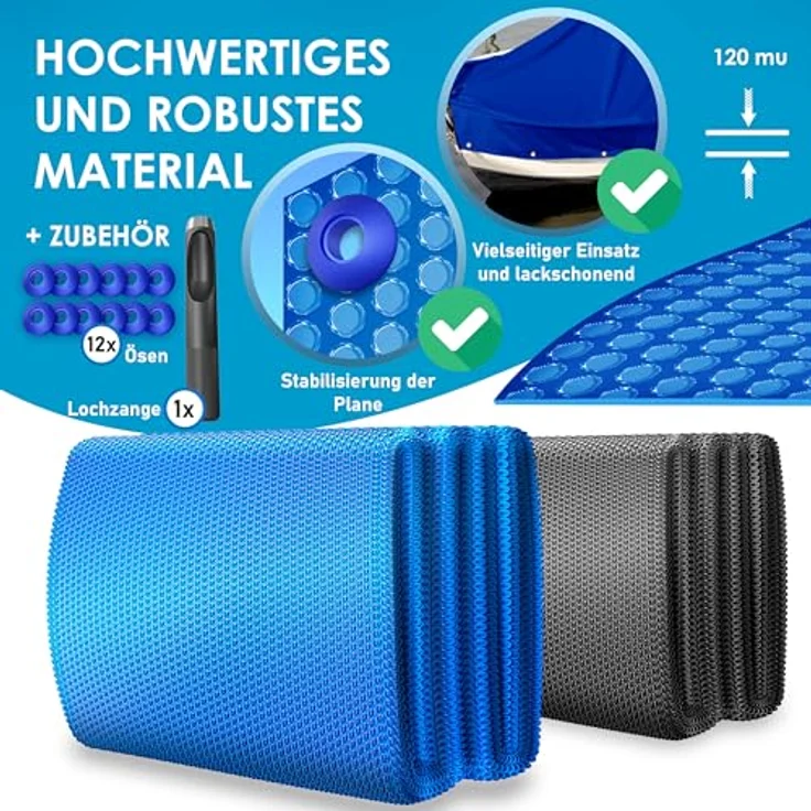 KESSER Pool Solarabdeckplane Rund Ø 244 cm | Solarfolie Stärke 120 µm | Solarabdeckung Solarplane zuschneidbar |Poolsolarplane Solar Folie Poolheizung für Wassererwärmung Wärmeplane Blau, Ø 488 cm – Bild 5