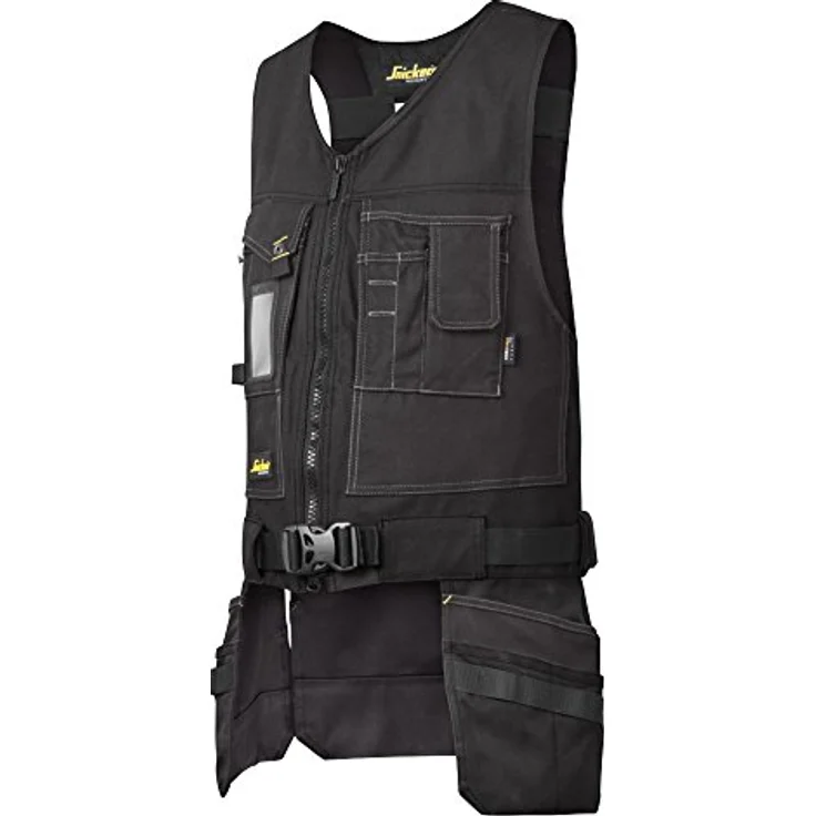 Snickers Werkzeugweste Canvas+ HP, ergonomische Arbeitsjacke mit vielen Taschen, schwarz, Gr. M