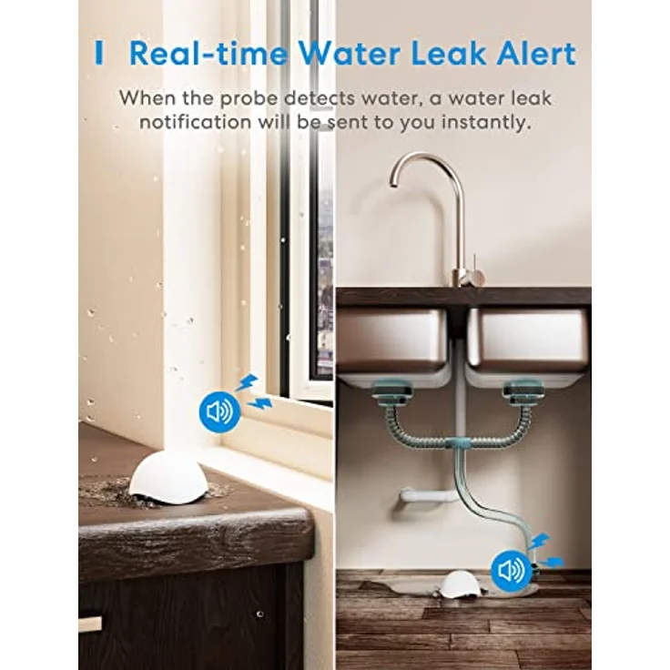 Meross Smart Wassermelder 3er Set, WLAN Wassersensor für HomeKit mit IP67, 60dB Alarm, ideal für Küche, Badezimmer und Keller – Bild 2