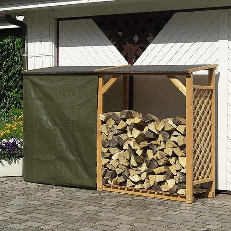 Promadino Kaminholzregal Speyer, wetterfestes Massivholzregal aus Kiefer, honigbraun, 27,85 kg