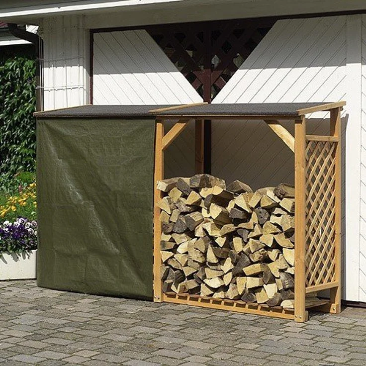 Promadino Kaminholzregal Speyer, wetterfestes Massivholzregal aus Kiefer, honigbraun, 27,85 kg – Bild 1