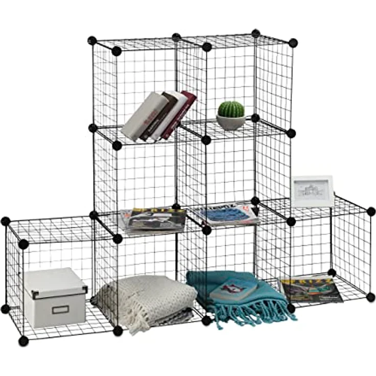 Relaxdays Kellerregal, DIY-Steckregal in modernem Industrial-Design, 9 Fächer, 2 Größen verfügbar – Bild 4