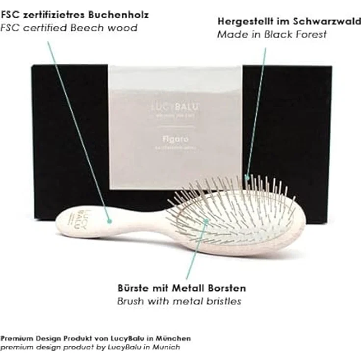 LucyBalu® Katzenbürste Kurzhaar & Langhaar | Fellbürste für Katzen | Unterfellbürste Katze | Katzenkamm zur Fellpflege von Katzen | Tierhaarbürste | Katzenhaarbürste mit Metallborsten & Holzgriff weiß – Bild 2