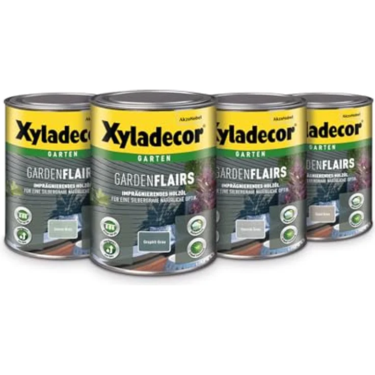 Xyladecor GardenFlairs, Holzlasur für wettergeschützte Imprägnierung, Oliven Grau, 1L, schnell trocknend, seidenglänzend – Bild 3