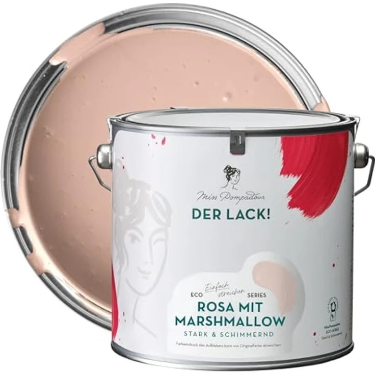 MissPompadour Holzfarbe Rosa mit Marshmallow, 2,5L Seidenmatte Möbelfarbe für Innen & Außen, witterungsbeständig, hohe Deckkraft, geruchsarm, für Holz, Metall & Kunststoff – Bild 1