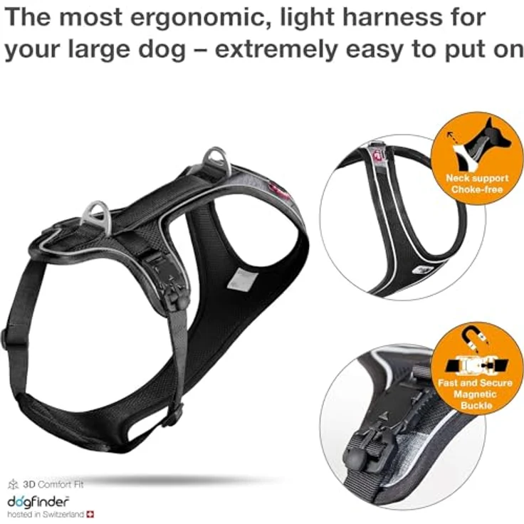 Curli Magnetic Belka Comfort Harness Black M - Hundegeschirr mit magnetischen Schnallen und 3D Comfort Fit – Bild 3