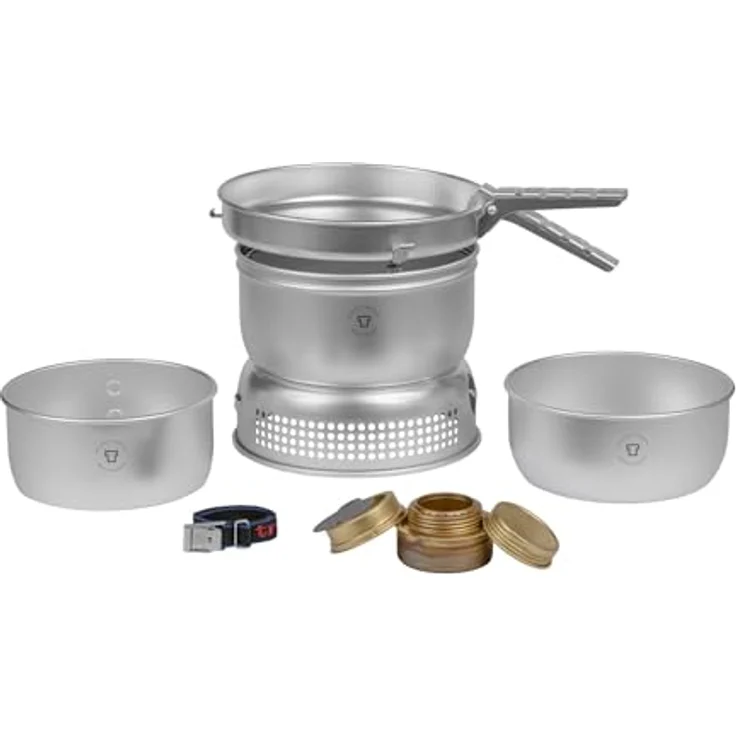 Trangia 25, Campingkocher für 3-4 Personen, Gaskocher mit Aluminiumtöpfen und Antihaft-Bratpfanne, Set inkl. Wasserkessel, Windschutz und Zange – Bild 1