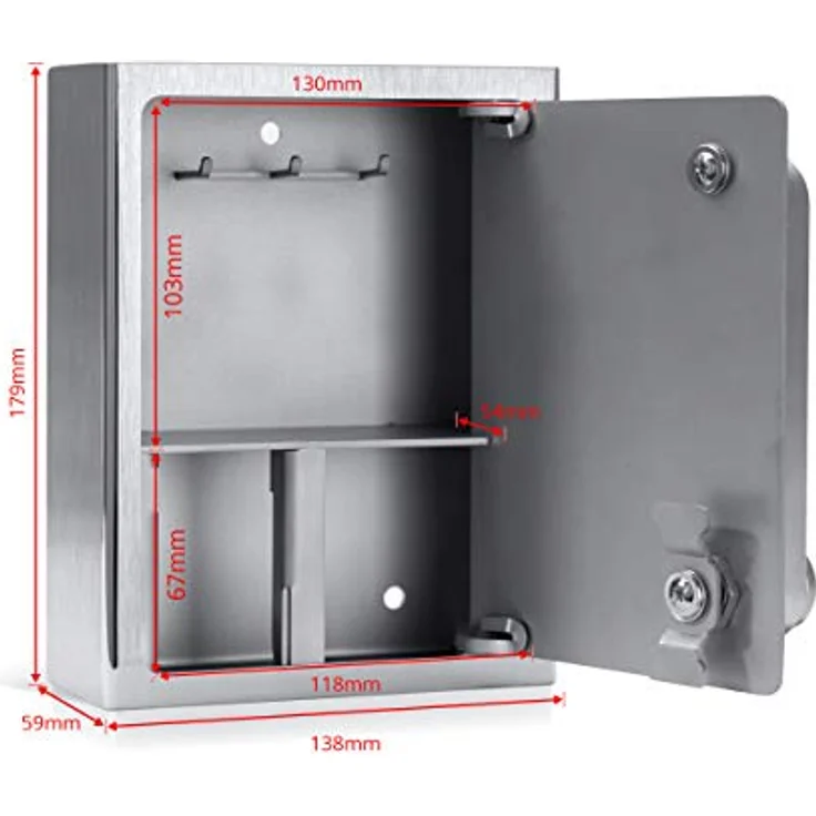 masunt Schlüsselsafe 1120 E Code | innovative Online-Codevergabe aus der Ferne | elektronischer Schlüsseltresor aus massivem V2A Edelstahl | Aufbruch-sicher | wetterfest | Silber – Bild 3