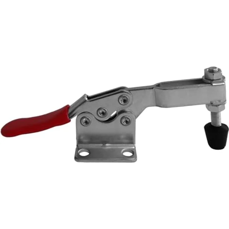 SO-TECH Kniehebelspanner Kniehebelklemme, Haltekraft bis zu 90 kg, kompakte Bauweise, Griff-Farbe rot, 85° Winkel – Bild 1