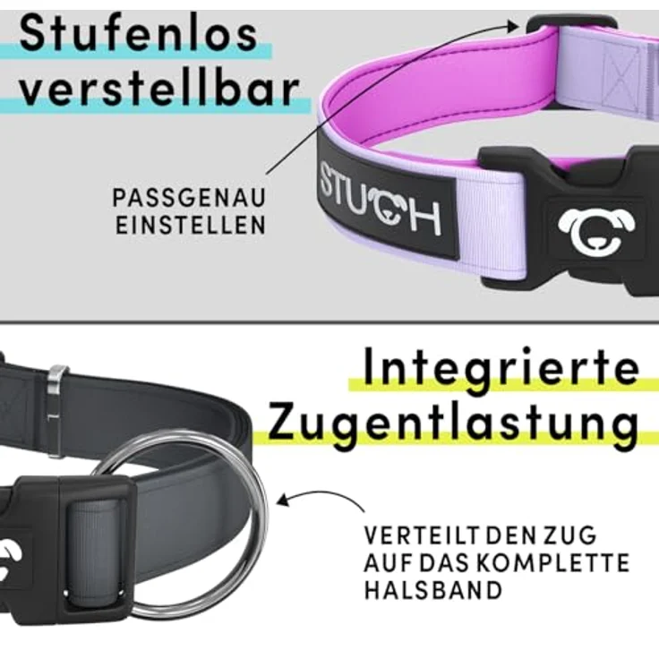 STUCH Hundehalsband - verstellbares und gepolstertes Nylon Hunde Halsband - Beige, Größe S (1,5cm x 28-45cm) – Bild 4