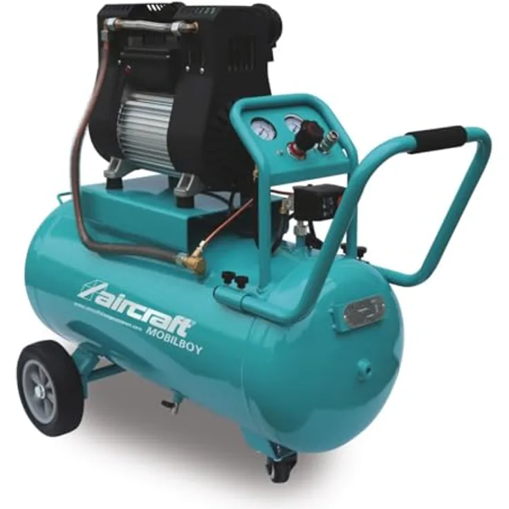 Aircraft MOBILBOY SILENCE 320/90 OF E, Ölfreier Kolbenkompressor mit 90 l Druckluftbehälter und stufenloser Druckeinstellung