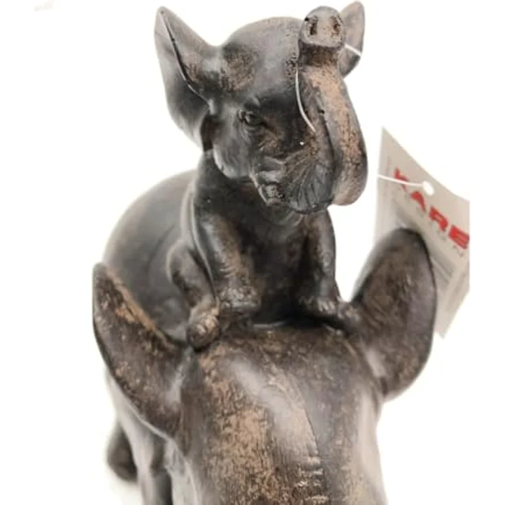 Kare Design Deko Figur Elefant Dumbo Uno, Afrika Deko im Kolonialstil, kleiner Babyelefant mit Elternteil, Wohnzimmer Dekoration, schwarz (H-B-T) 19x17,5x8,5cm – Bild 3