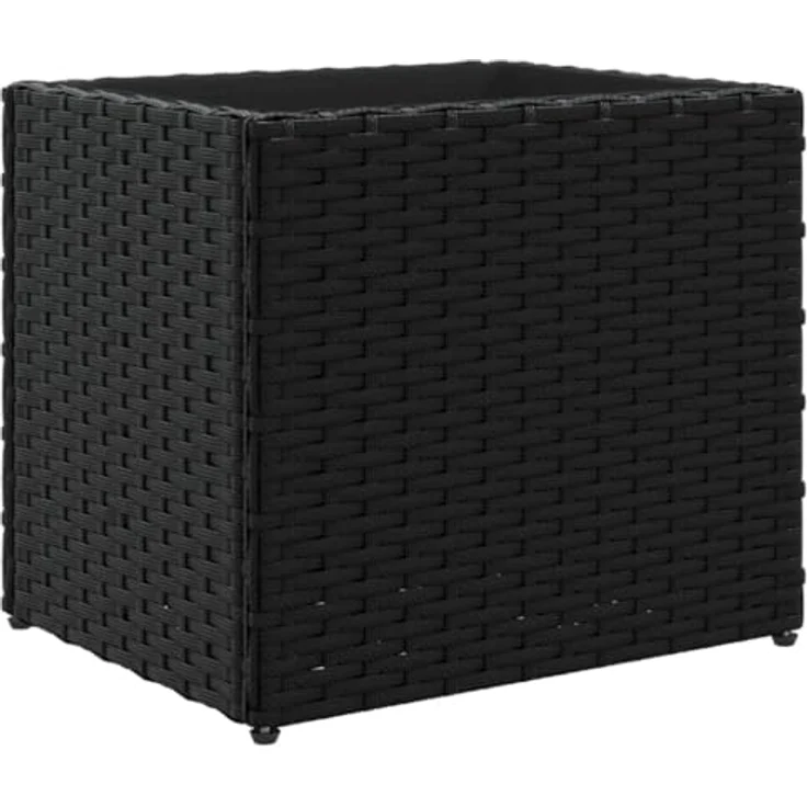 vidaXL Pflanzkübel 2 STK. Schwarz 36x30x32 cm Polyrattan, Robustes Stahlgestell, Dekorative Pflanzgefäße – Bild 5
