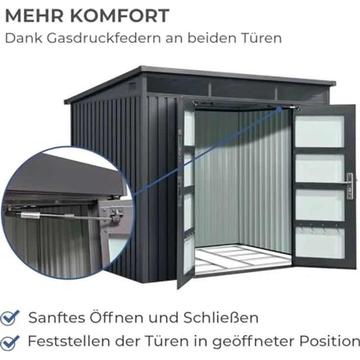 osoltus Premium Metall Gerätehaus Skylight 8.6㎡ 307cm x 280cm - Grüne Gartenlaube mit rostfreiem Metallkonstrukt – Bild 4