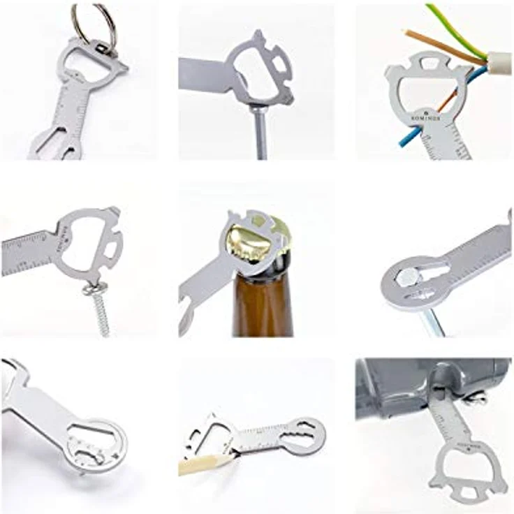 ROMINOX Key Tool Snake, Edelstahl Multitool mit 18 Funktionen, Schlüsselanhänger und Einkaufswagenlöser – Bild 3