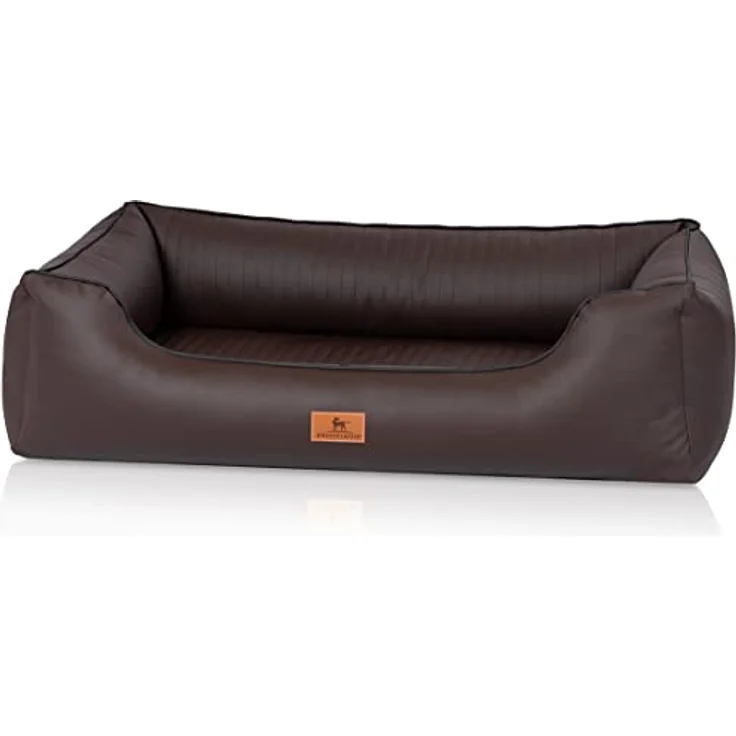 Knuffelwuff orthopädisches Hundebett aus Kunstleder Lovelock M-L 85 x 63cm Braun – Bild 1