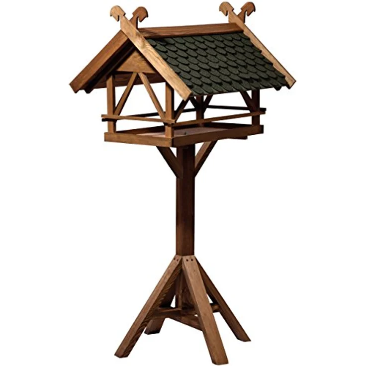 LUXUS-VOGELHAUS 49005e Vogelvilla XXL - Vogelfutterhaus Westfalen - Vogelhaus inkl. Ständer - Futterstation aus Holz mit Bitumen 78 x 62 x 148 cm - Dunkelbraun – Bild 2