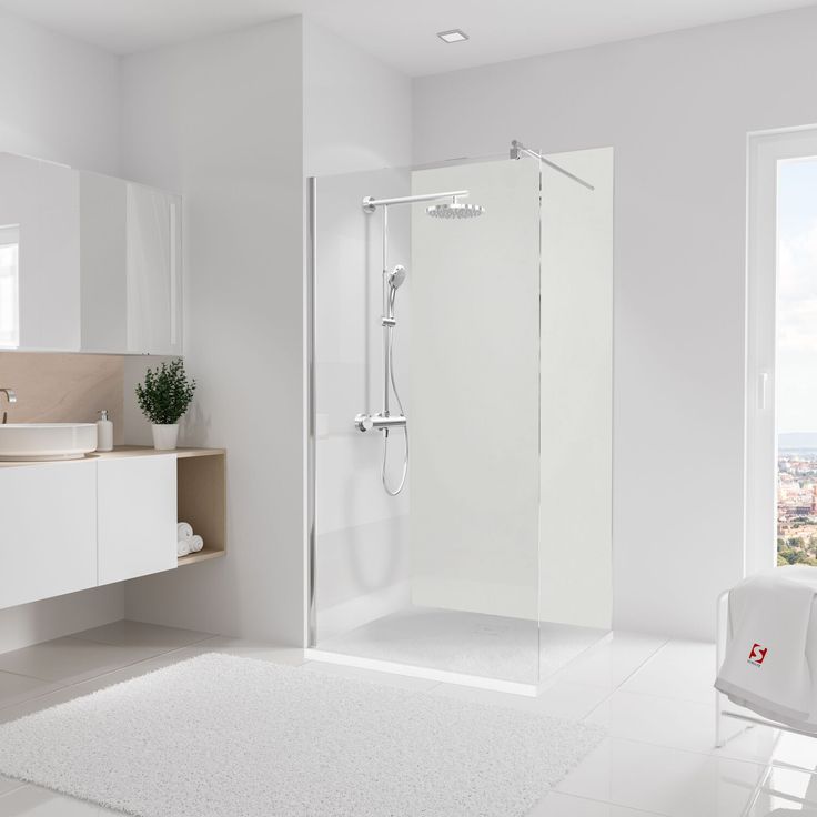 Schulte Duschrückwand 'DecoDesign' Steinoptik weiß 100 x 210 cm, pflegeleicht und fugenlos, robust und UV-beständig