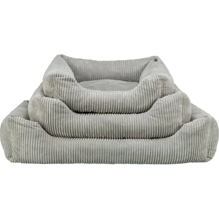 TRIXIE Tierbett Vital Bett Jonna grau für Hunde, Schaumstoffflocken-Füllung, integriertes Kissen, abnehmbarer Bezug, rutschfester Boden
