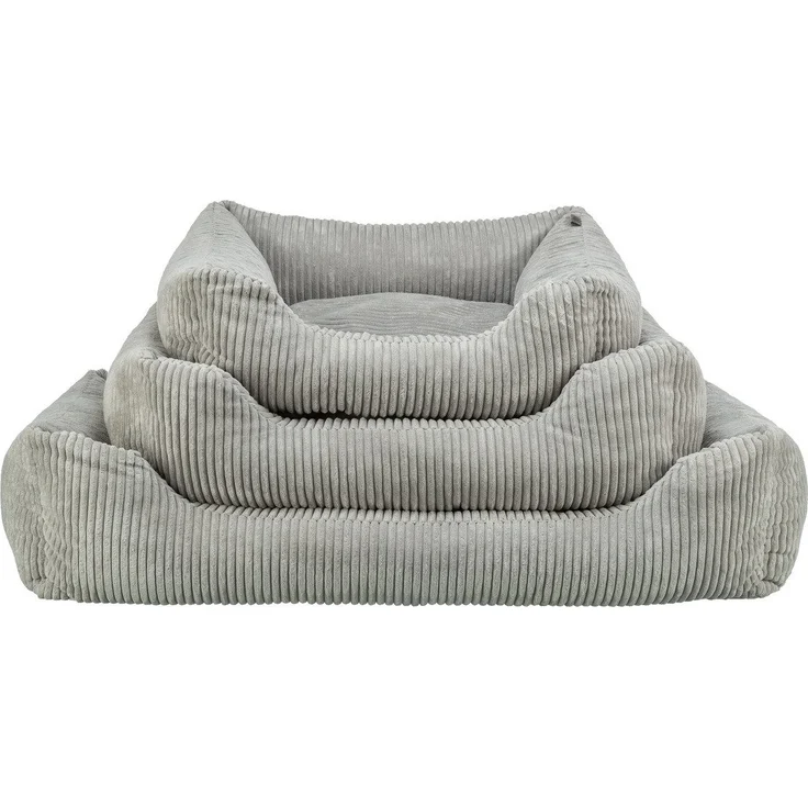 TRIXIE Tierbett Vital Bett Jonna grau für Hunde, Schaumstoffflocken-Füllung, integriertes Kissen, abnehmbarer Bezug, rutschfester Boden