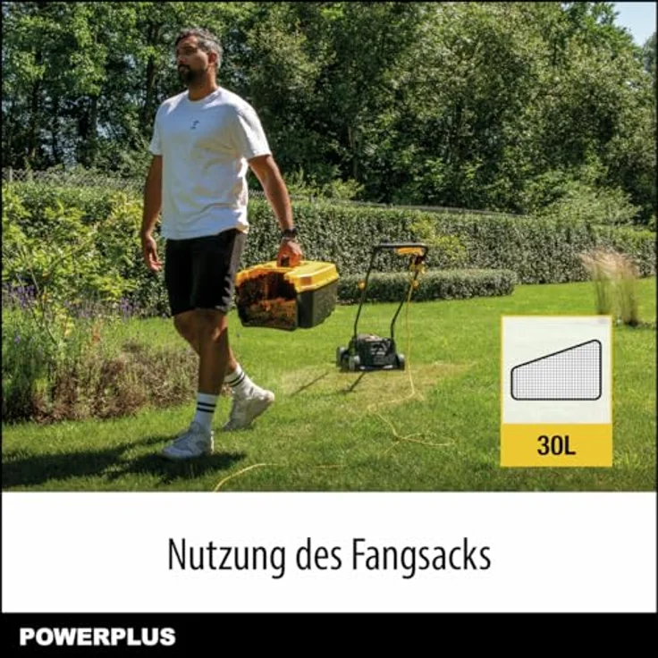 Powerplus POWXG62205T, Elektrischer Rasenmäher 1300 W mit 32 cm Schnittbreite, 30-Liter-Fangsack und integrierter Kantenschneidemaschine – Bild 6