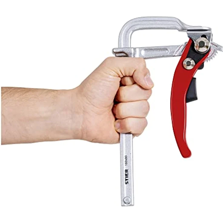 STIER Ganzstahl Hebelzwinge FHZ 160/80, mit bis zu 1570 Nm Spannkraft, einfaches Festspannen mit Hebelfunktion, aus robustem Stahl gebogen, Zwinge, Hebelzwinge - Preisvergleich – Bild 2