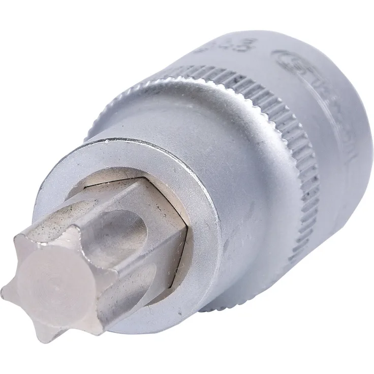 KS Tools 1/2" Torx-Bit Stecknuss T55, vernickelt mit gerändeltem Innenvierkantantrieb nach DIN 3120/ISO 1174