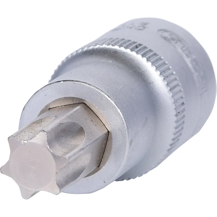 KS Tools 1/2" Torx-Bit Stecknuss T55, vernickelt mit gerändeltem Innenvierkantantrieb nach DIN 3120/ISO 1174