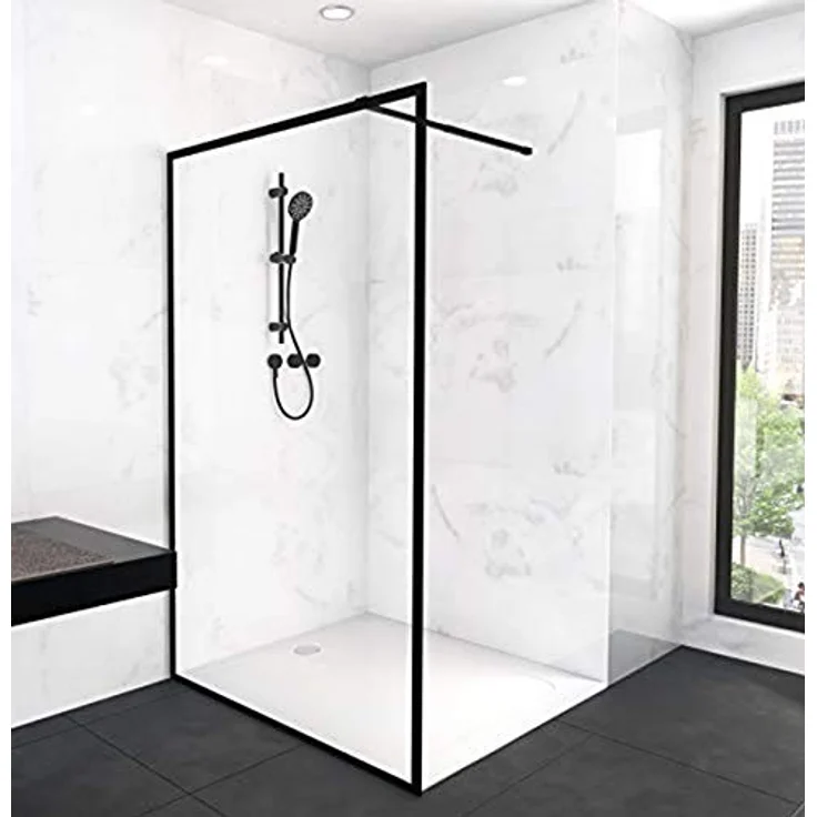 Marwell Walk-in-Dusche MARWELL CITY, Sicherheitsglas, BxH: 120x200 cm, verstellbarer Stabilisationsbügel, matt schwarz – Bild 2