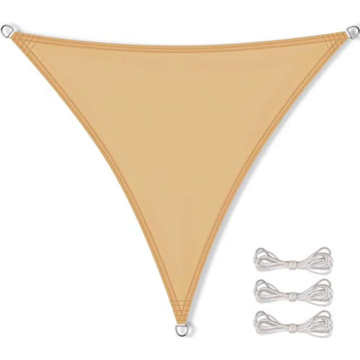 CelinaSun Sonnensegel inkl Befestigungsseile Premium PES Polyester wasserabweisend imprägniert Dreieck gleichseitig 3 x 3 x 3 m Sand beige