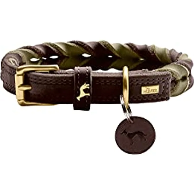 Halsband Solid Education Duo Farbe Dunkelbraun/Oliv, Größe 60