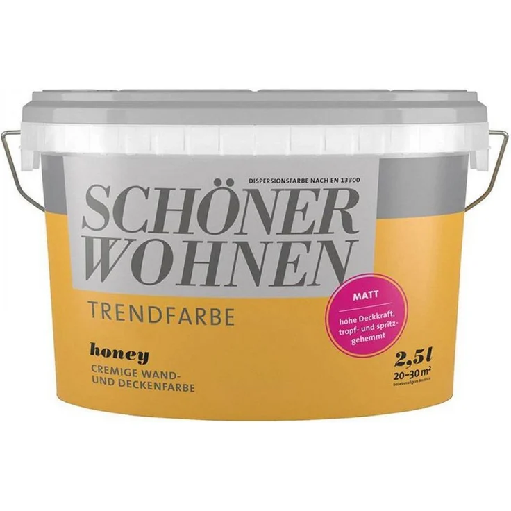 SCHÖNER WOHNEN FARBE SW Trend Wandfarbe matt, 2,5L, hochdeckend in honey 1519, scheuerbeständig und allergikergeeignet