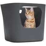 Karlie Katzentoilette Lotus Eco, offene Katzentoilette mit praktischem Ausgießer, 85% recyceltes Material, grau, L: 54,4 cm, B: 43,9 cm, H: 40,5 cm