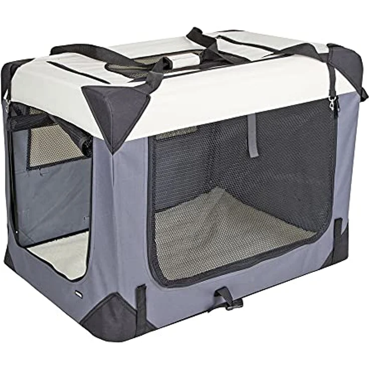 Kerbl 80599 Transportbox Journey, 91 x 63.5 x 63.5 cm, grau/beige – Bild 1